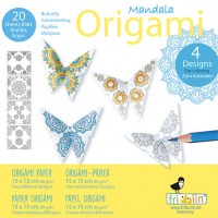 Mandala spalvinimo Origami - drugeliai